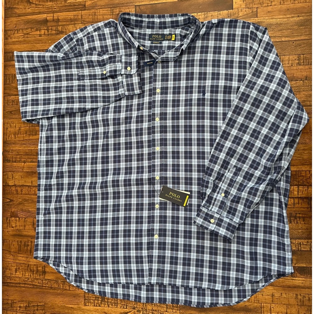 NWT $138 Polo Ralph Lauren Mens 3XB Pony Plaid Performance Button Down Shirt Big